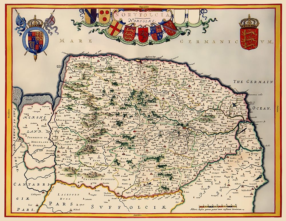 Norfolk England - Blaeu 1646 art print by Blaeu for $57.95 CAD