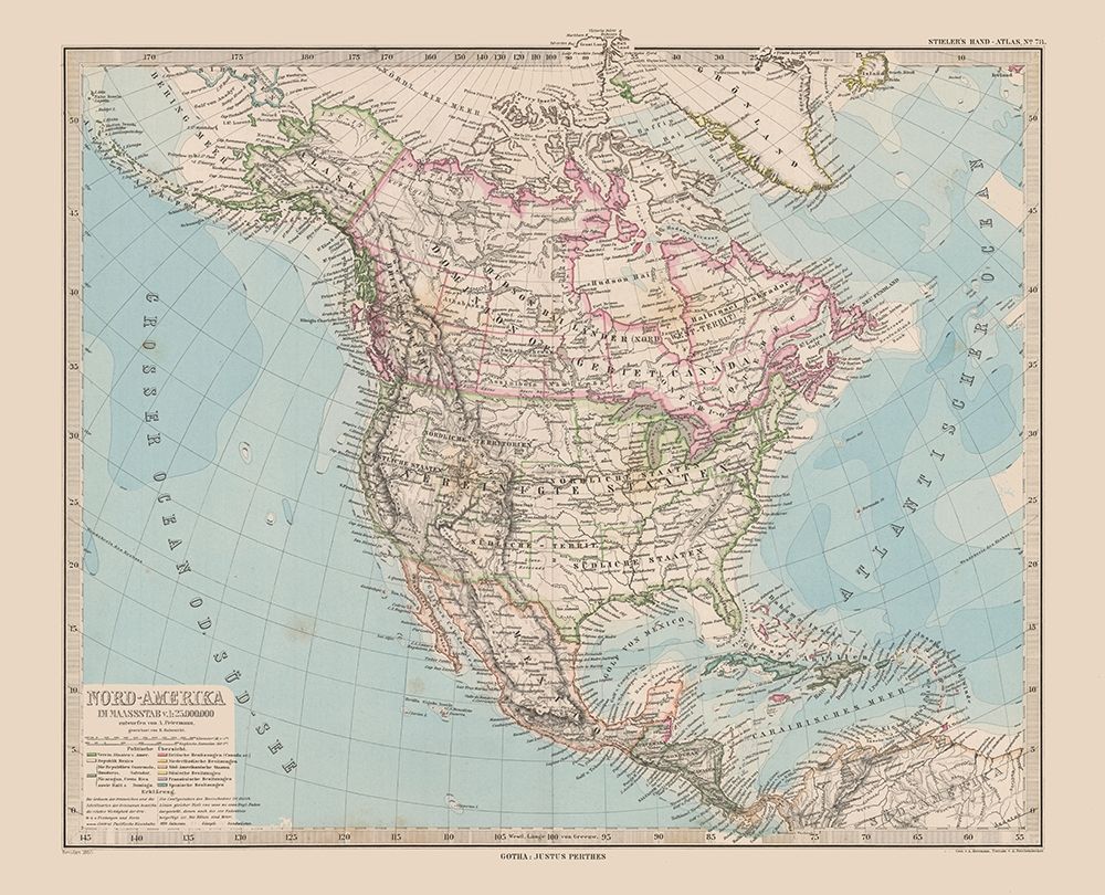 North America - Stieler 1885 art print by Stieler for $57.95 CAD