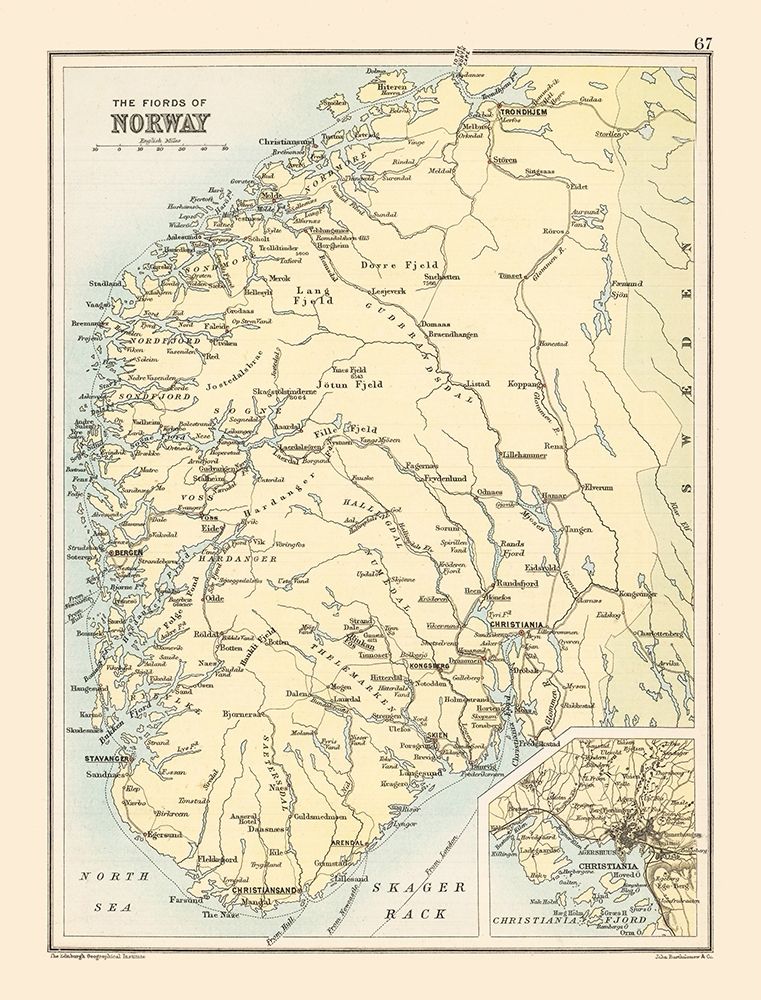 Fjords Norway Europe - Bartholomew 1892 art print by Bartholomew for $57.95 CAD