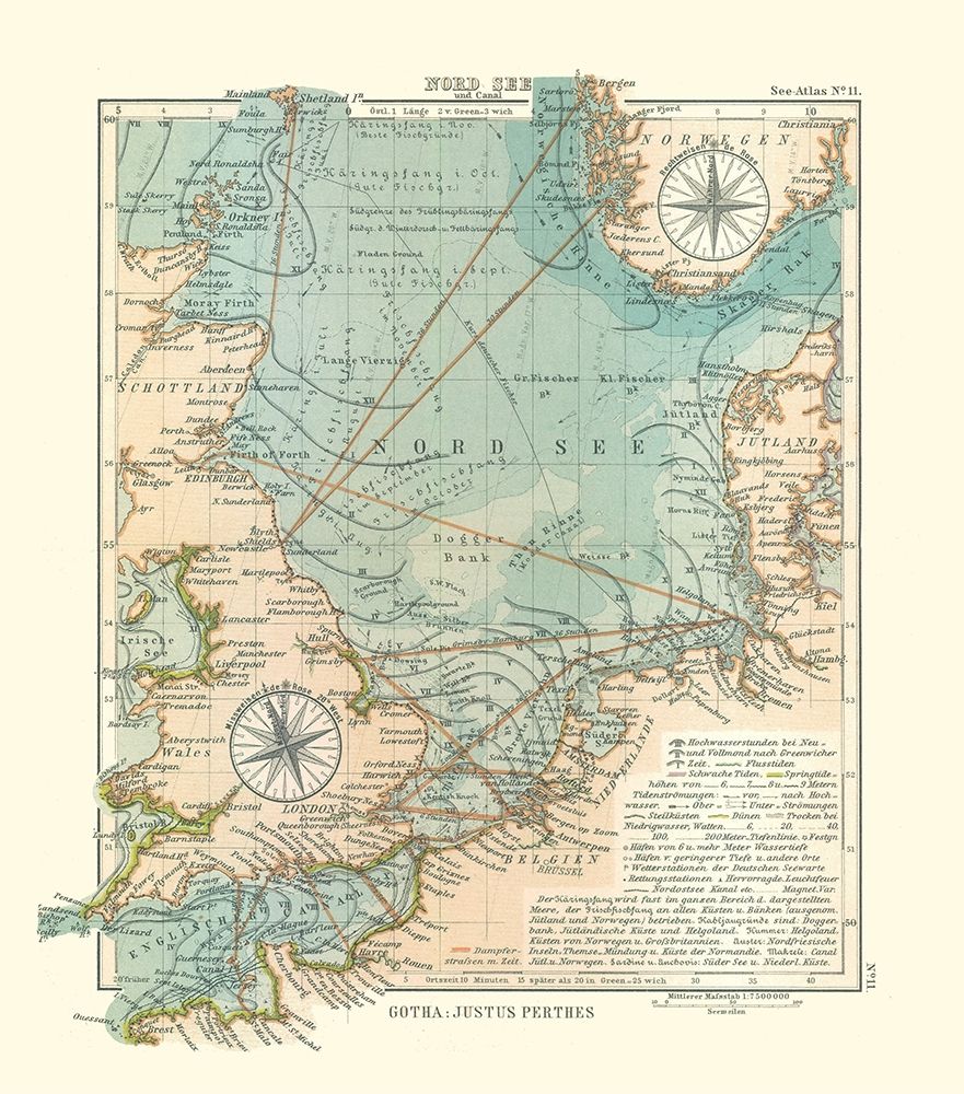 Europe North Sea - Perthes 1914 art print by Perthes for $57.95 CAD
