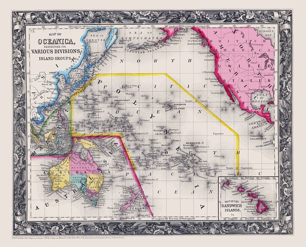 Oceania Divisions Island Groups - Mitchell 1860 art print by Mitchell for $57.95 CAD