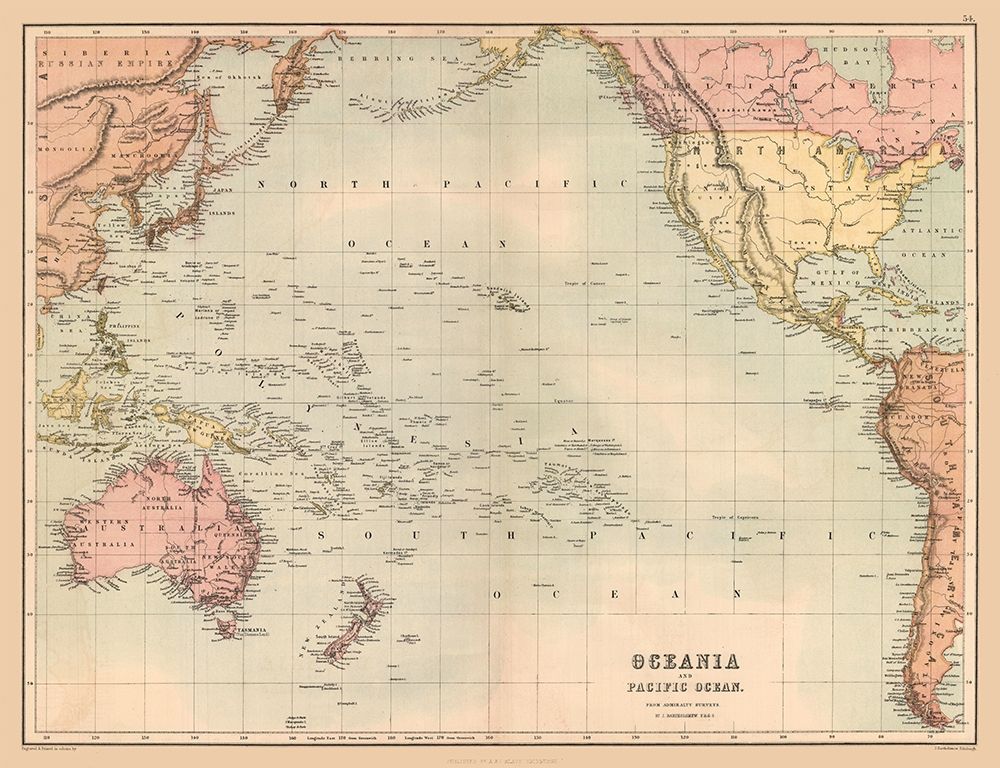 Oceania Pacific Ocean - Black 1867 art print by Black for $57.95 CAD