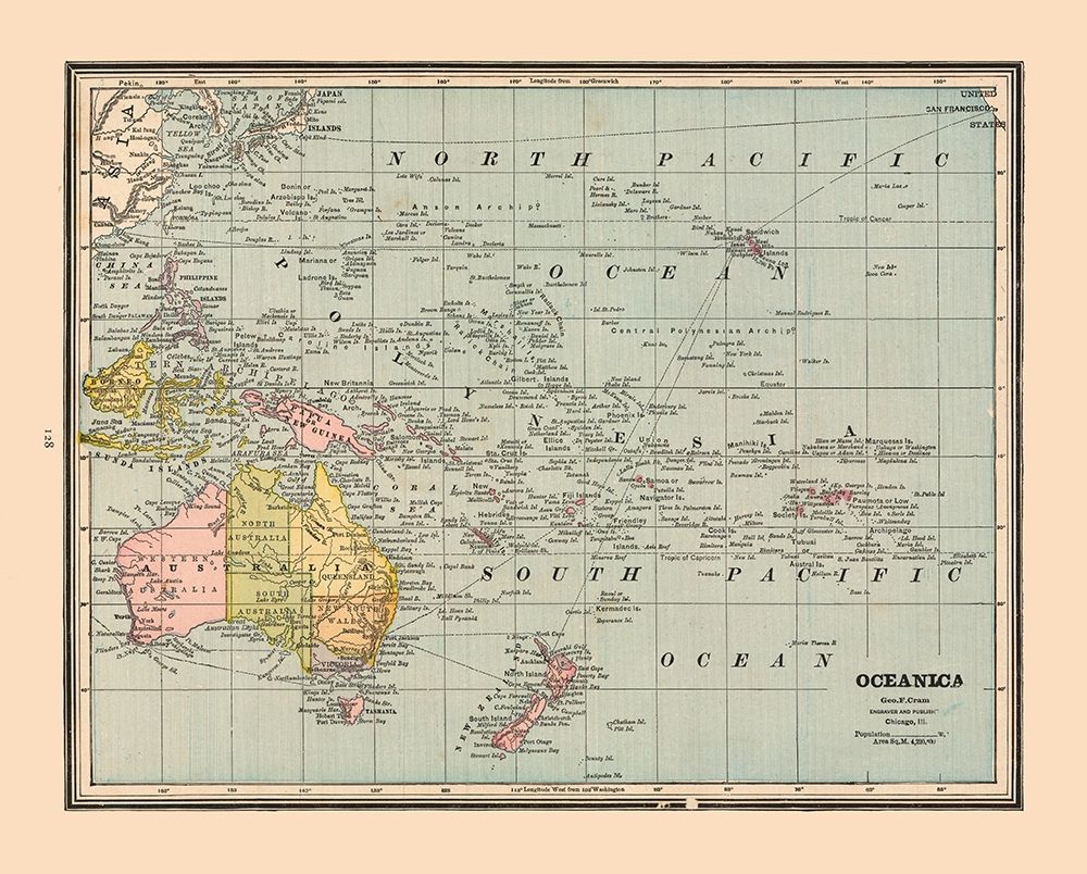 Oceania - Cram 1888 art print by Cram for $57.95 CAD