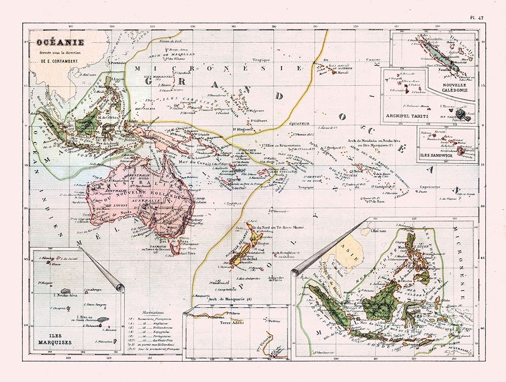 Oceania - Cortambert 1880 art print by Cortambert for $57.95 CAD