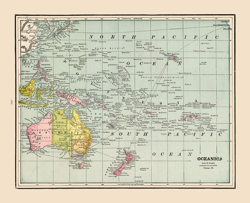 Oceania - Cram 1892 art print by Cram for $57.95 CAD