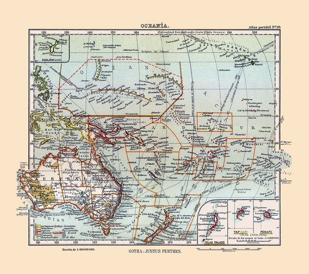Oceania - Perthes 1921 art print by Perthes for $57.95 CAD