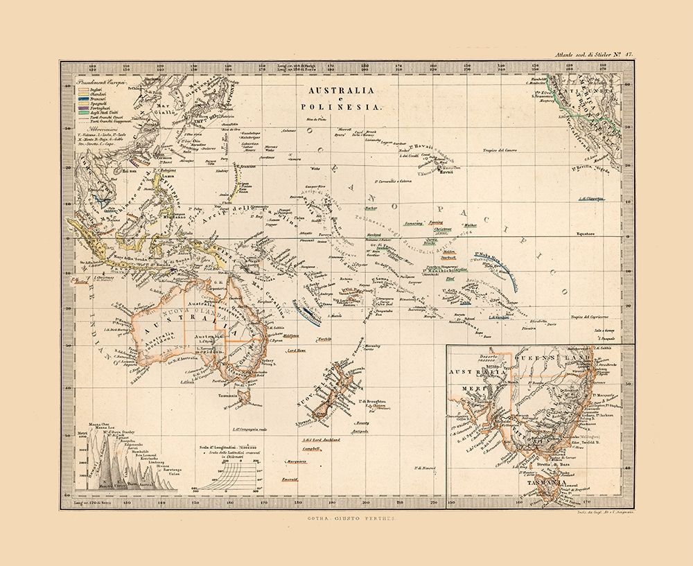 Oceania - Perthes 1870 art print by Perthes for $57.95 CAD