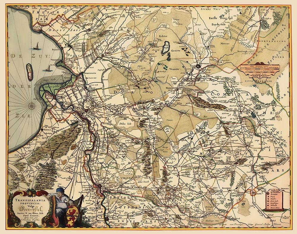 Overijssel Province Netherlands - Visscher 1681 art print by Visscher for $57.95 CAD
