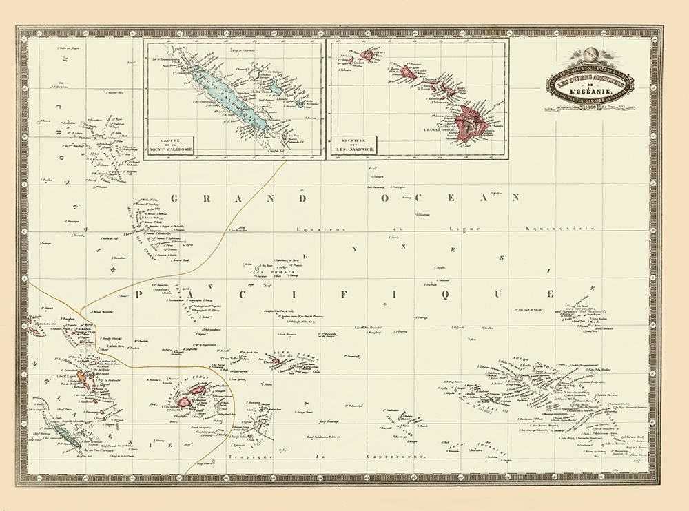 Pacific Islands Oceania - Garnier 1860 art print by Garnier for $57.95 CAD