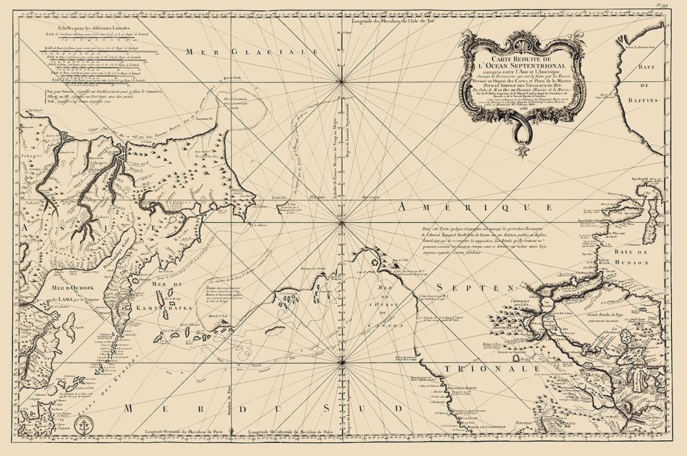 North Pacific Ocean - Bellin 1766 art print by Bellin for $57.95 CAD