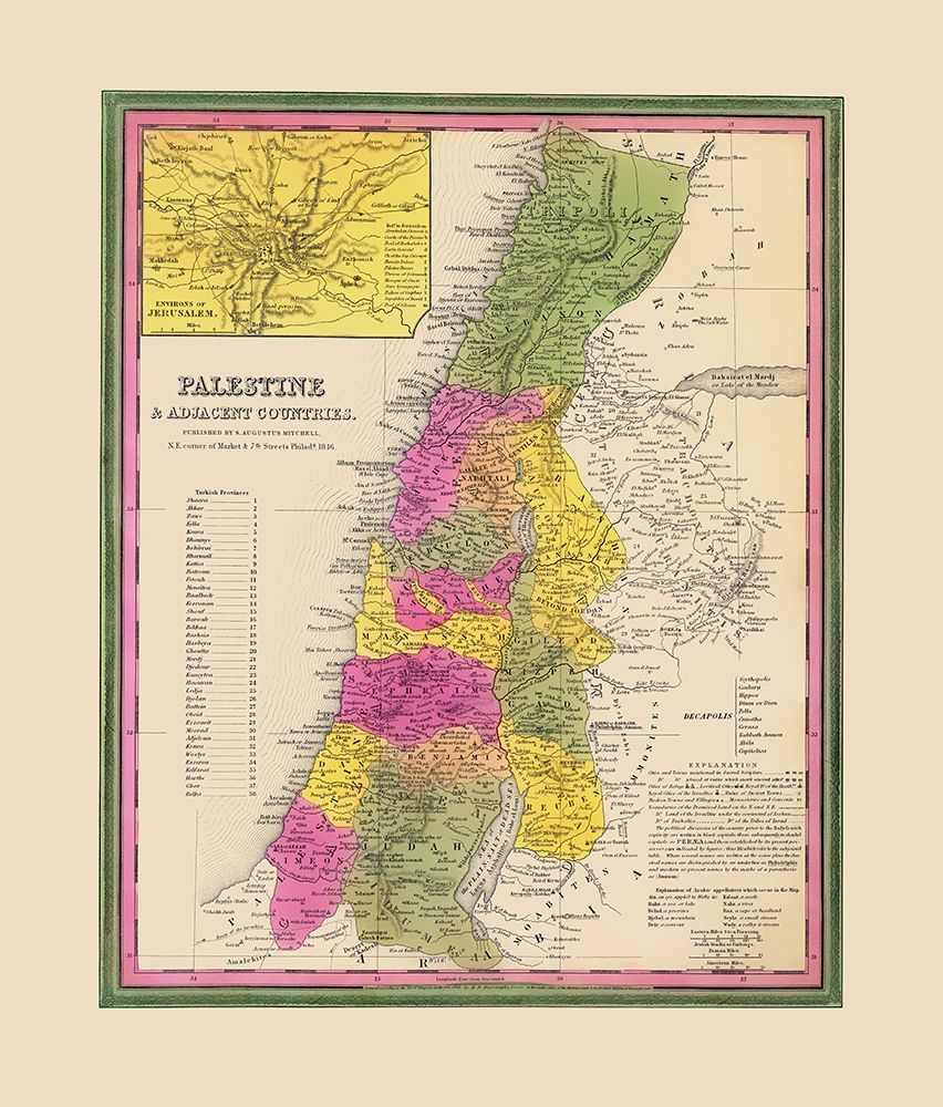 Palestine Israel - Mitchell 1846 art print by Mitchell for $57.95 CAD