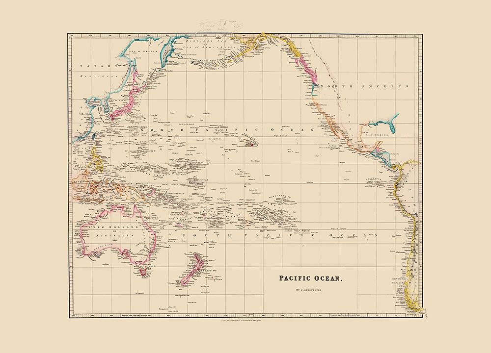 Pacific Ocean - Arrowsmith 1844 art print by Arrowsmith for $57.95 CAD