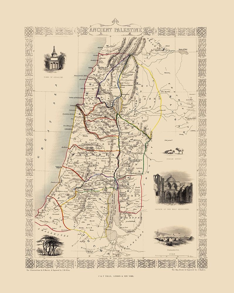 Ancient Palestine Israel - Tallis 1851 art print by Tallis for $57.95 CAD