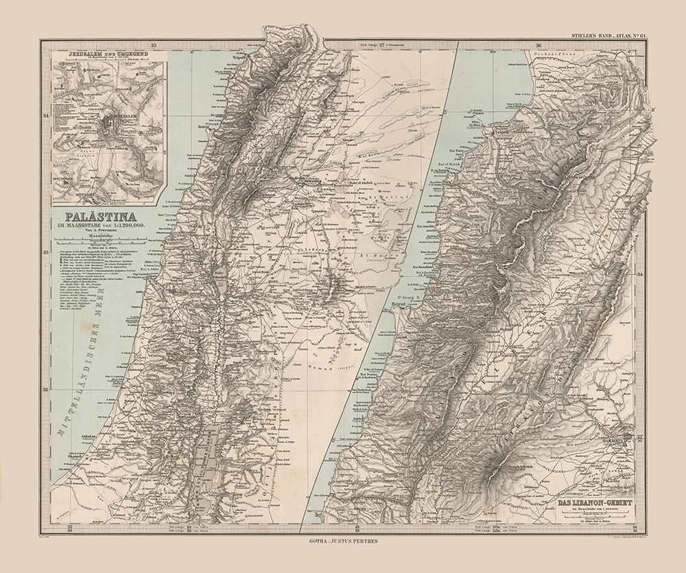 Middle East Palestine Israel Lebanon - Stieler art print by Stieler for $57.95 CAD
