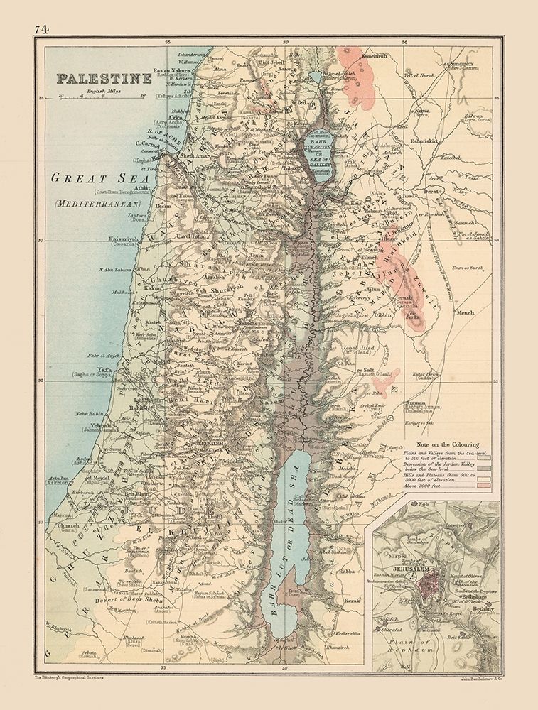 Middle East Palestine Elevation Israel art print by Bartholomew for $57.95 CAD
