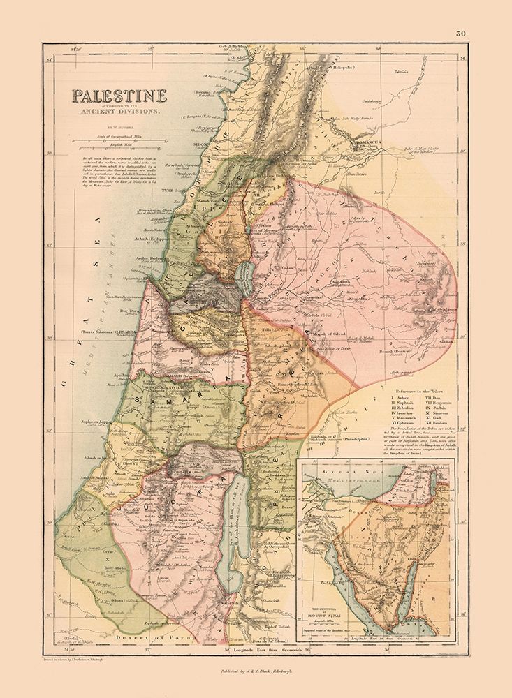 Middle East Palestine Ancient Divisions Israel art print by Black for $57.95 CAD