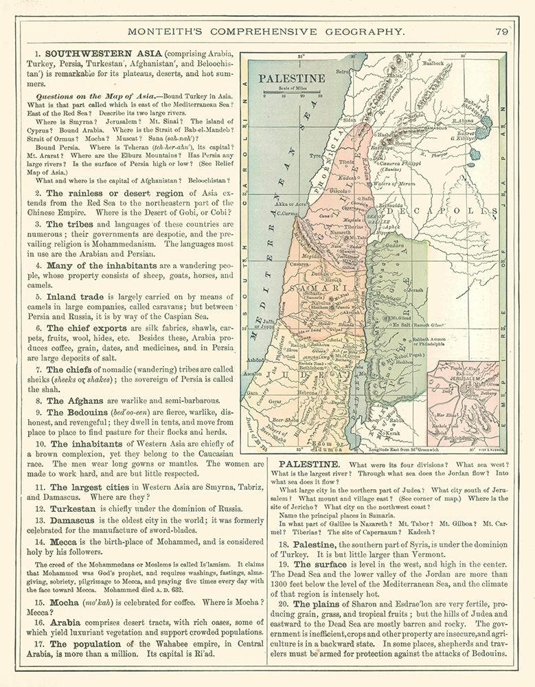 Middle East Palestine Israel - Monteith 1882 art print by Monteith for $57.95 CAD