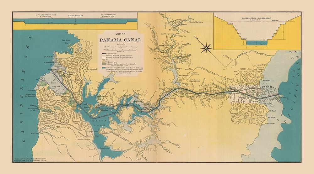 Central America Panama Canal - Hammond 1910 art print by Hammond for $57.95 CAD