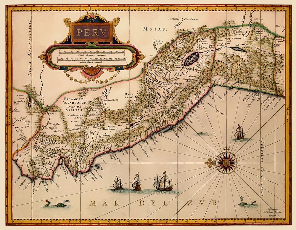 South America Peru - Blaeu 1630 art print by Blaeu for $57.95 CAD