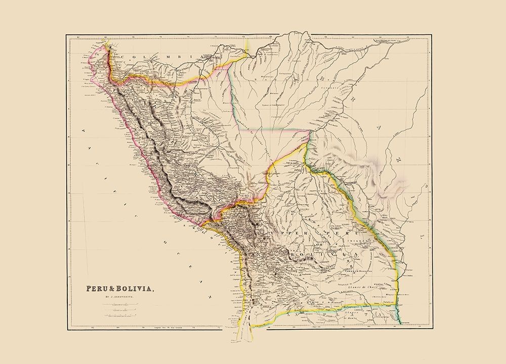 South America Peru Bolivia - Arrowsmith 1844 art print by Arrowsmith for $57.95 CAD