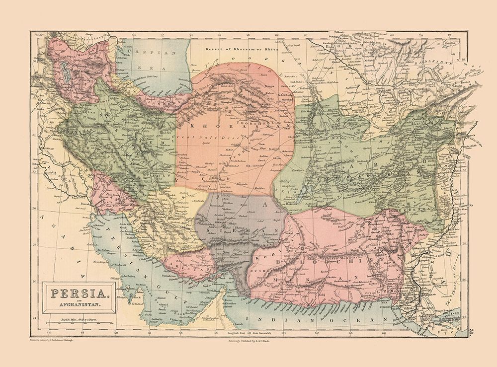 Middle East Persia Afghanistan - Black 1867 art print by Black for $57.95 CAD