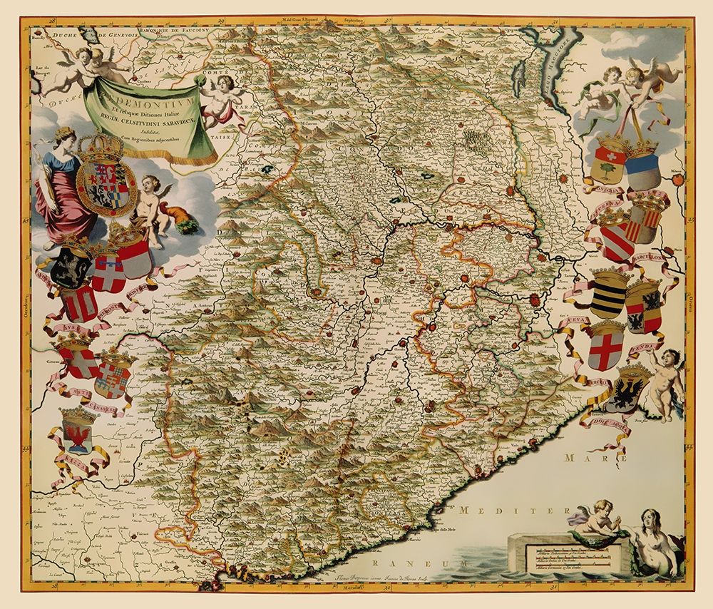 Piedmont Region Italy - Blaeu 1682 art print by Blaeu for $57.95 CAD