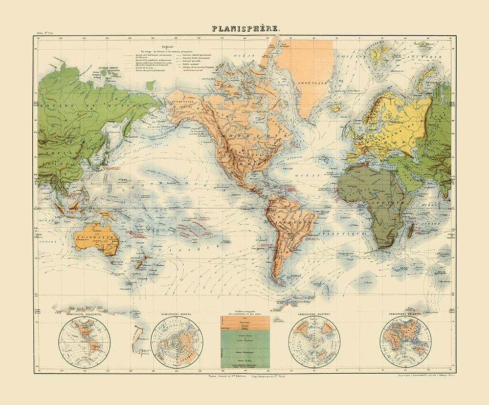 Planisphere - Jouvet 1882 art print by Jouvet for $57.95 CAD