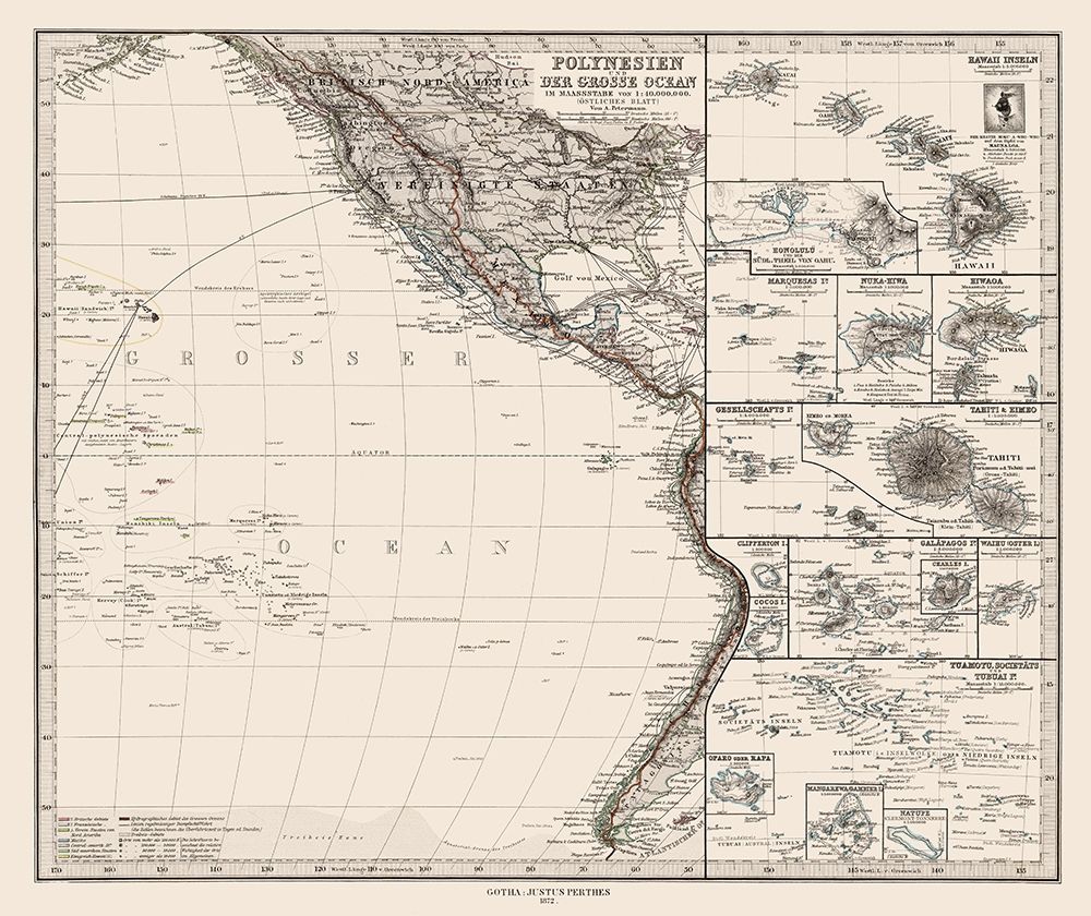 Pacific Polynesia Oceania - Petermann 1872 art print by Petermann for $57.95 CAD