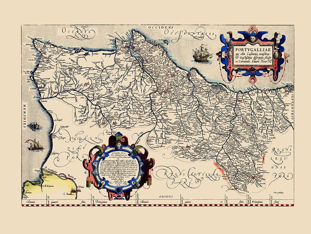 Iberian Peninsula Portugal - Ortelius 1570 art print by Ortelius for $57.95 CAD
