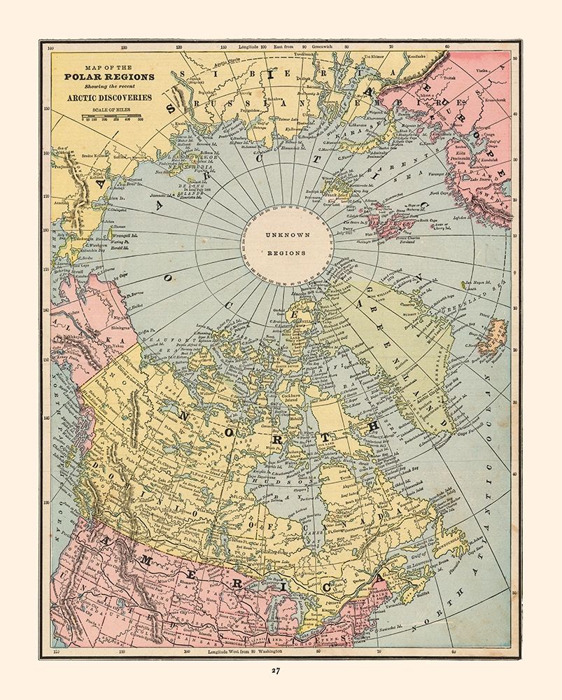 Polar Regions Arctic Discoveries - Cram 1888 art print by Cram for $57.95 CAD