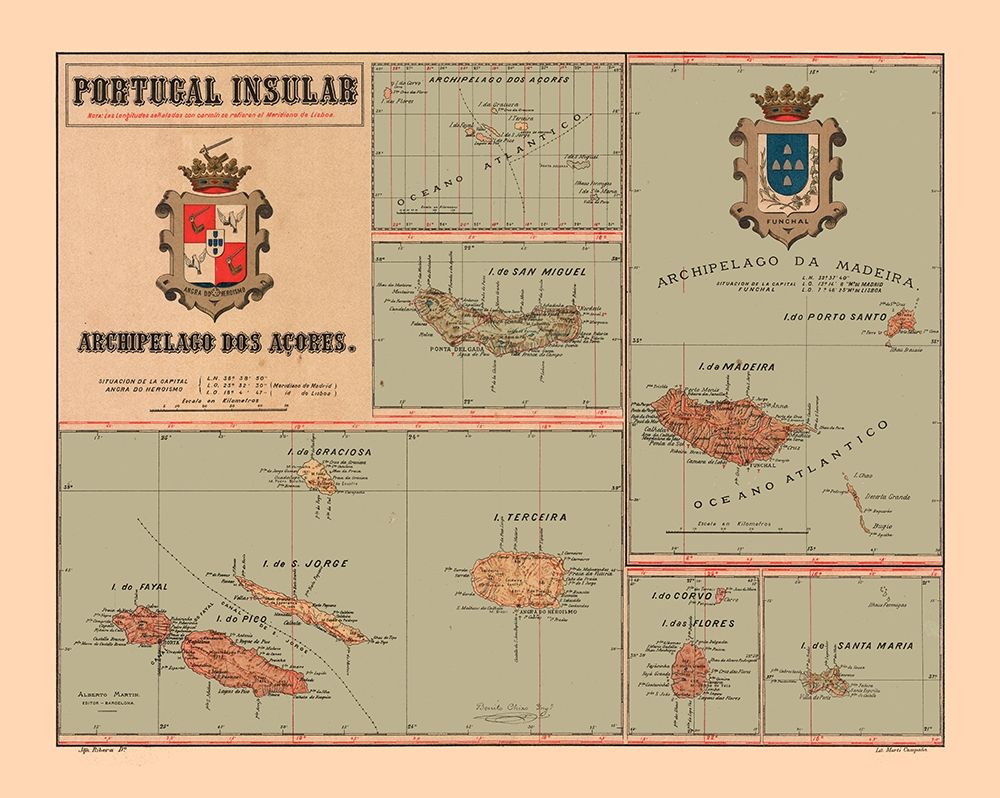 Europe Portugal Insular Azores - Martine 1904 art print by Martine for $57.95 CAD
