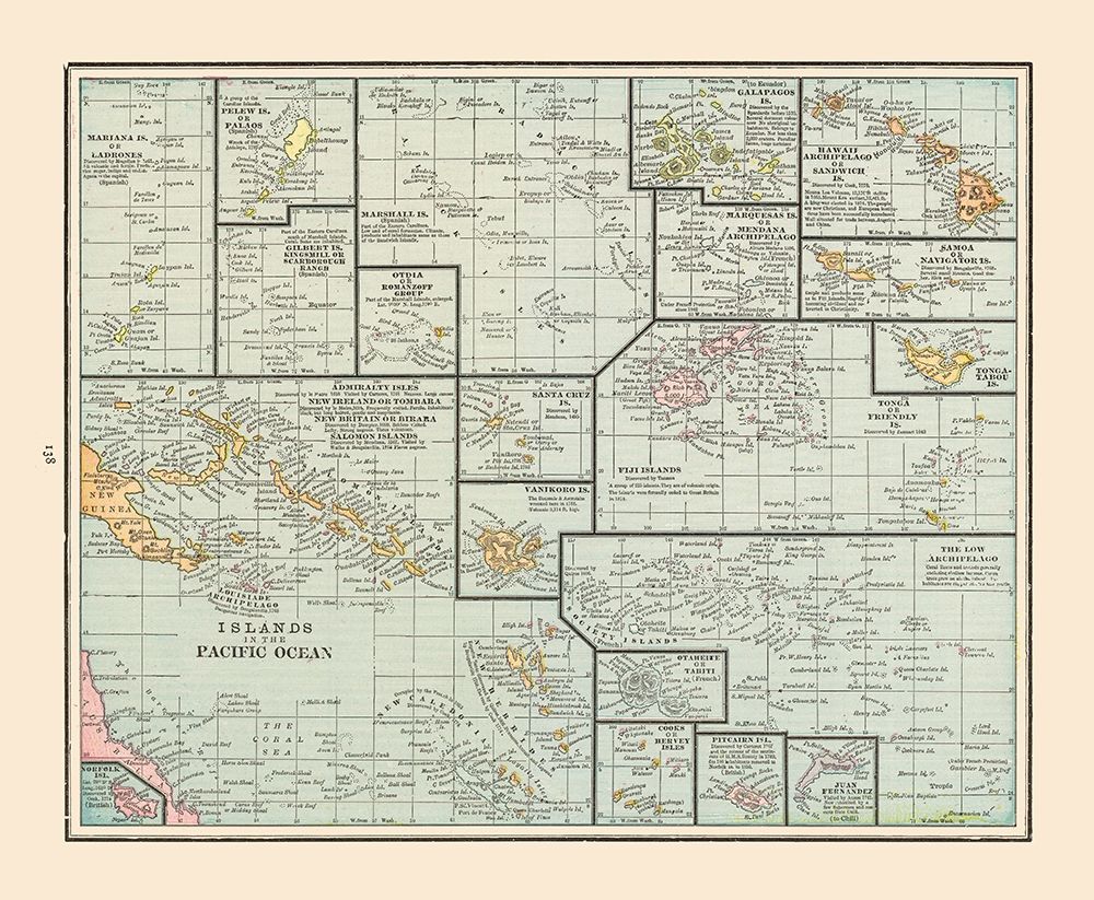 Pacific Ocean Islands - Cram 1892 art print by Cram for $57.95 CAD