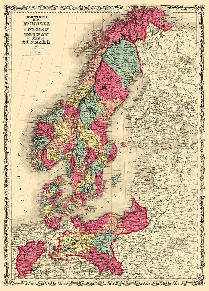 Scandinavia Prussia Sweden Norway Denmark art print by Johnson for $57.95 CAD