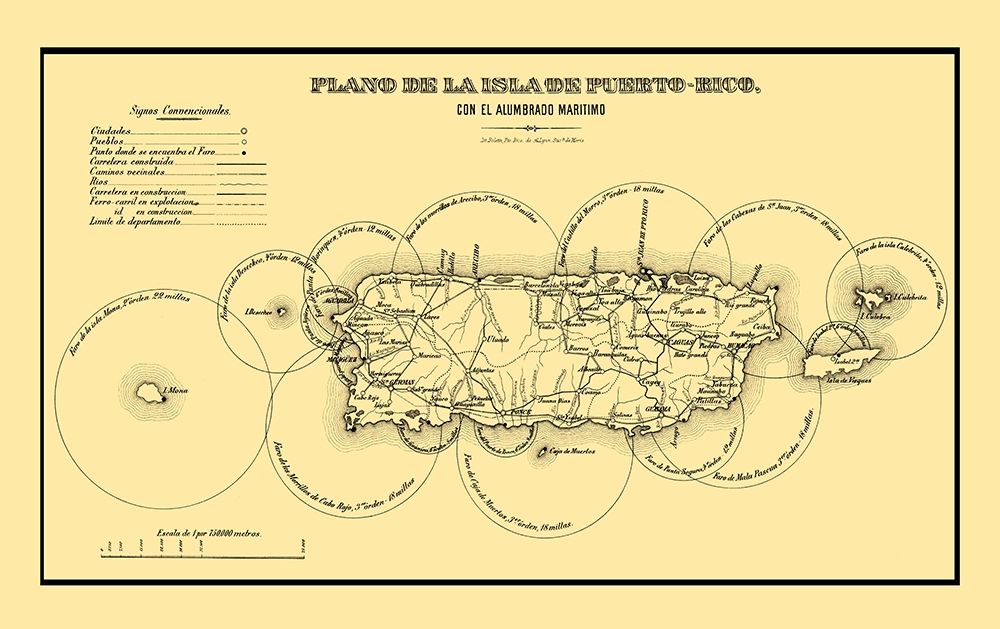 Lighthouses Caribbean Puerto Rico - 1885 art print by Unknown for $57.95 CAD