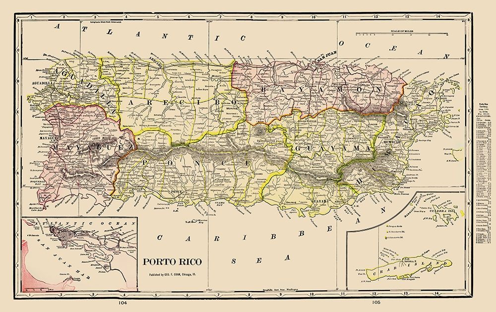 Caribbean Puerto Rico - Cram 1898 art print by Cram for $57.95 CAD