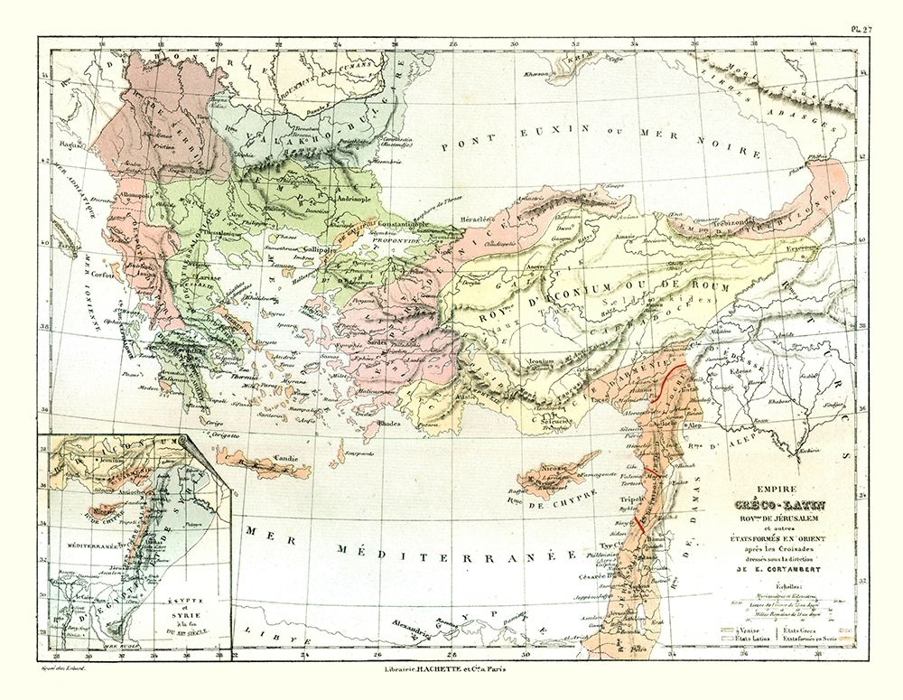 Greco Roman Empire Middle East - Cortambert 1880 art print by Cortambert for $57.95 CAD