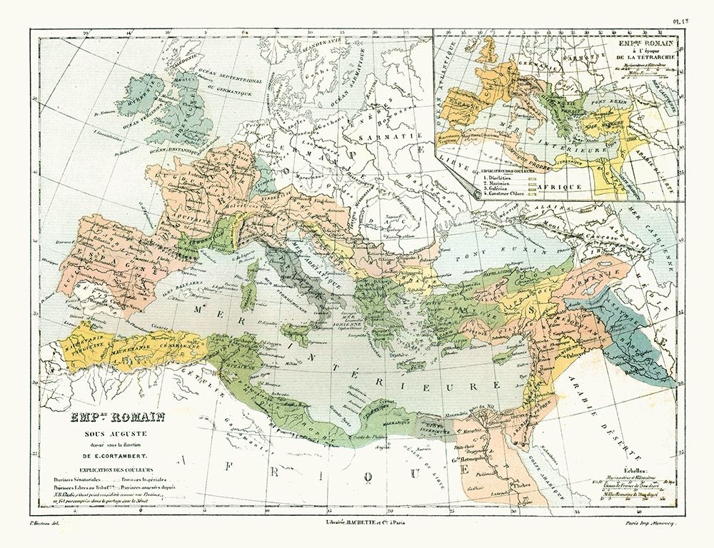 Europe Roman Empire Augustus - Cortambert 1880 art print by Cortambert for $57.95 CAD