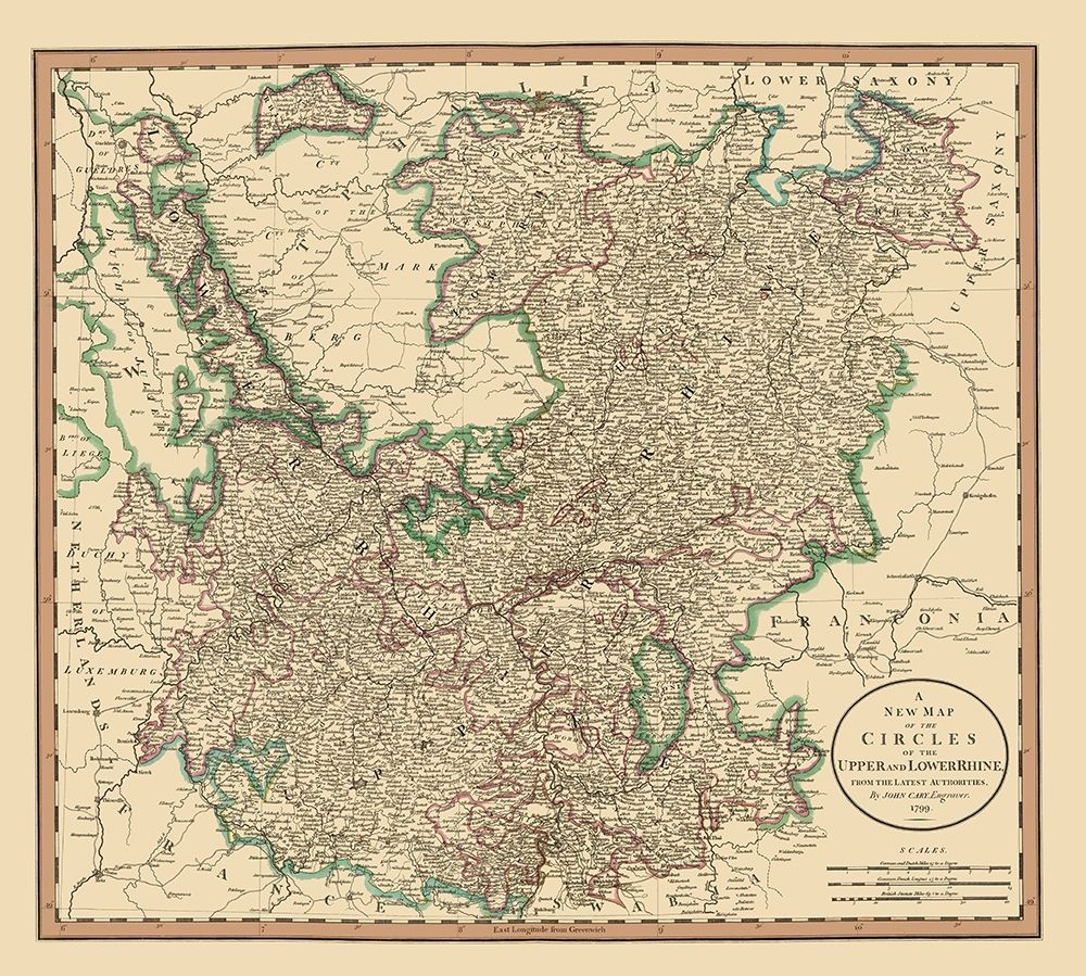 Upper Lower Rhine Germany - Cary 1835 art print by Cary for $57.95 CAD