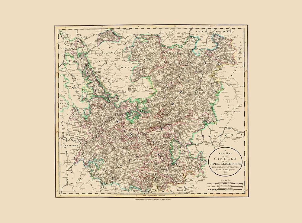 Upper Lower Rhine Germany - Cary 1799 art print by Cary for $57.95 CAD