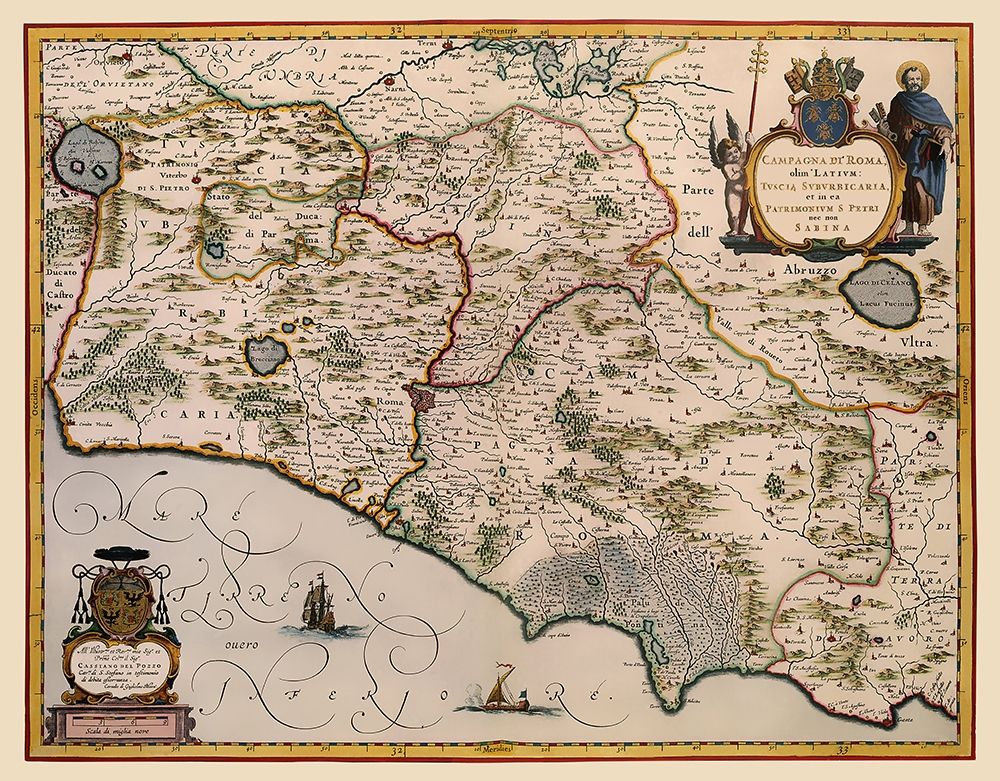 Rome Region Italy - Blaeu 1640 art print by Blaeu for $57.95 CAD