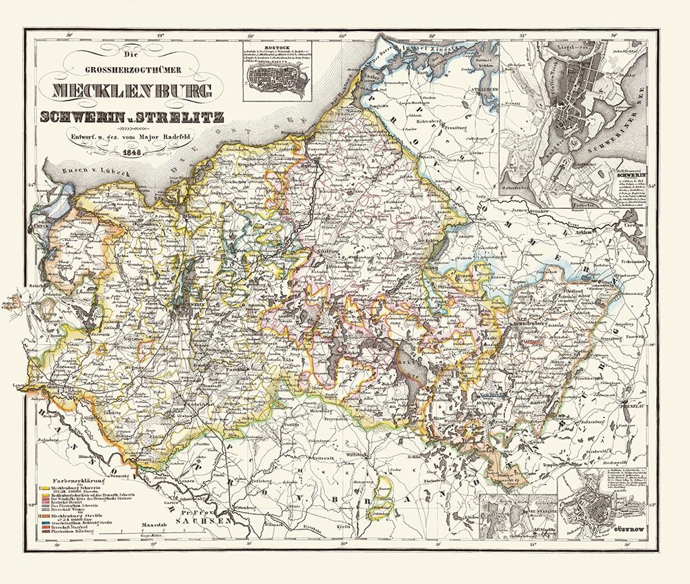Rostock Schwerin Germany - Radefeld 1848 art print by Radefeld for $57.95 CAD
