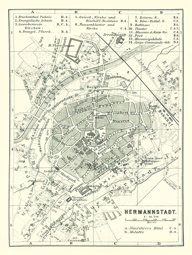 Sibiu Hermannstadt Romania - Baedeker 1896 art print by Baedeker for $57.95 CAD