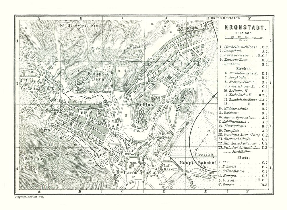 Brasov Kronstadt Romania - Baedeker 1896 art print by Baedeker for $57.95 CAD