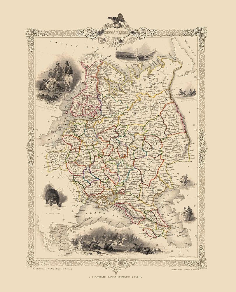 Europe Russia - Tallis 1851 art print by Tallis for $57.95 CAD