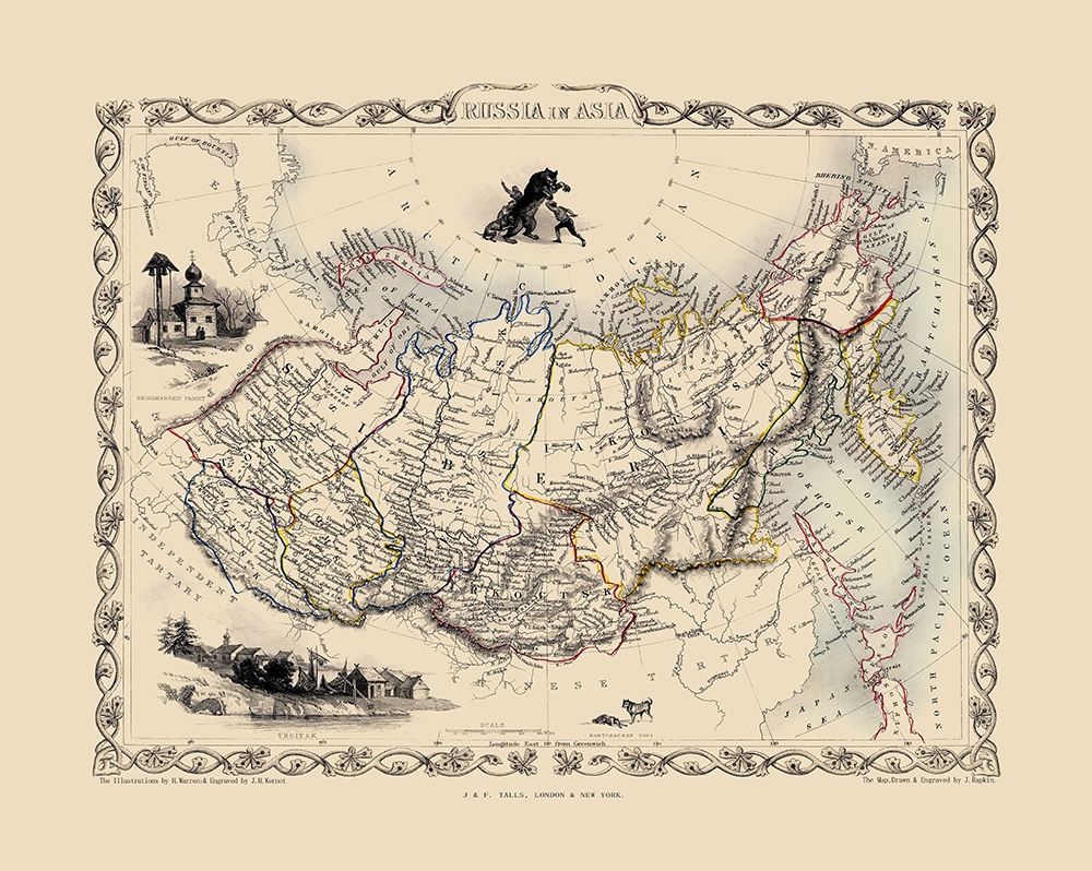 Asia Russia - Tallis 1851 art print by Tallis for $57.95 CAD