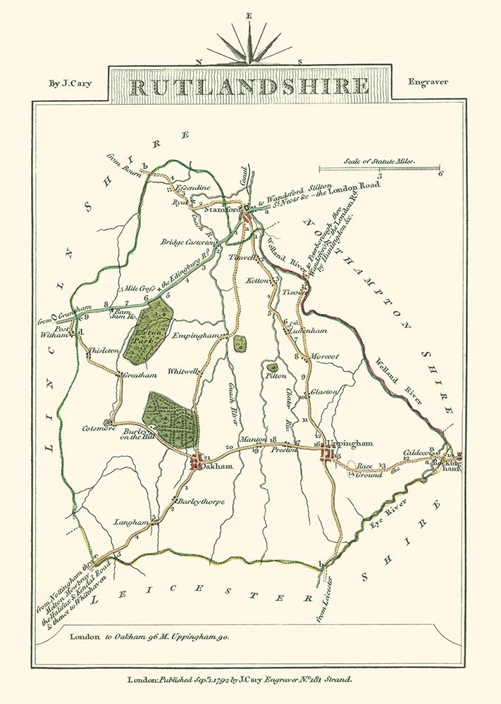 Rutlandshire County England - Cary 1792 art print by Cary for $57.95 CAD