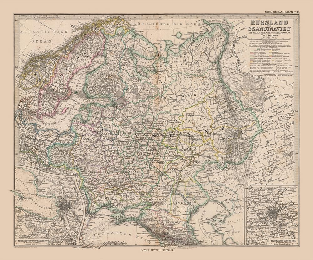 Scandinavia Russia - Stieler 1885 art print by Stieler for $57.95 CAD