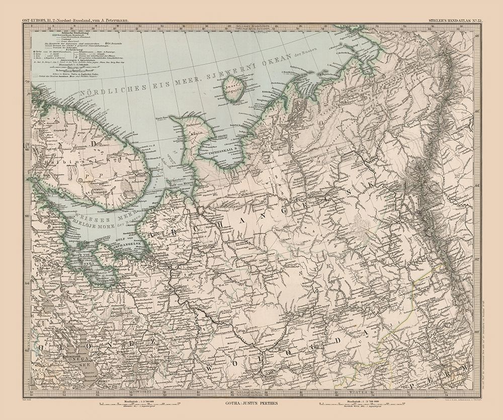 Northeast Europe Russia - Stieler 1885 art print by Stieler for $57.95 CAD