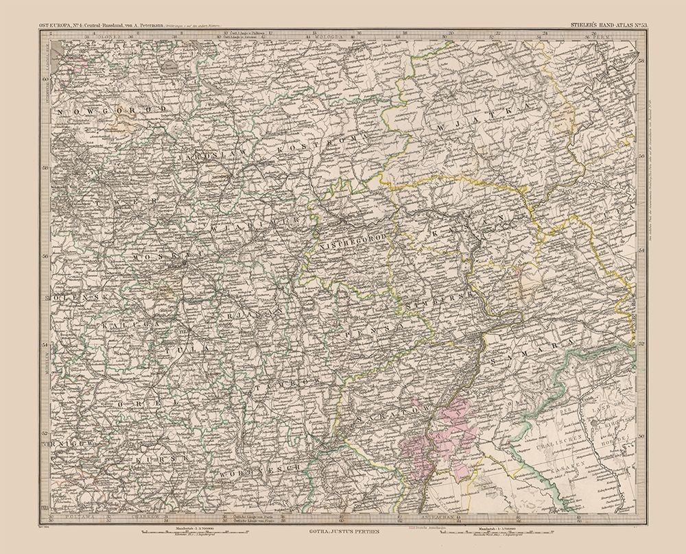 Europe Central Russia - Stieler 1885 art print by Stieler for $57.95 CAD