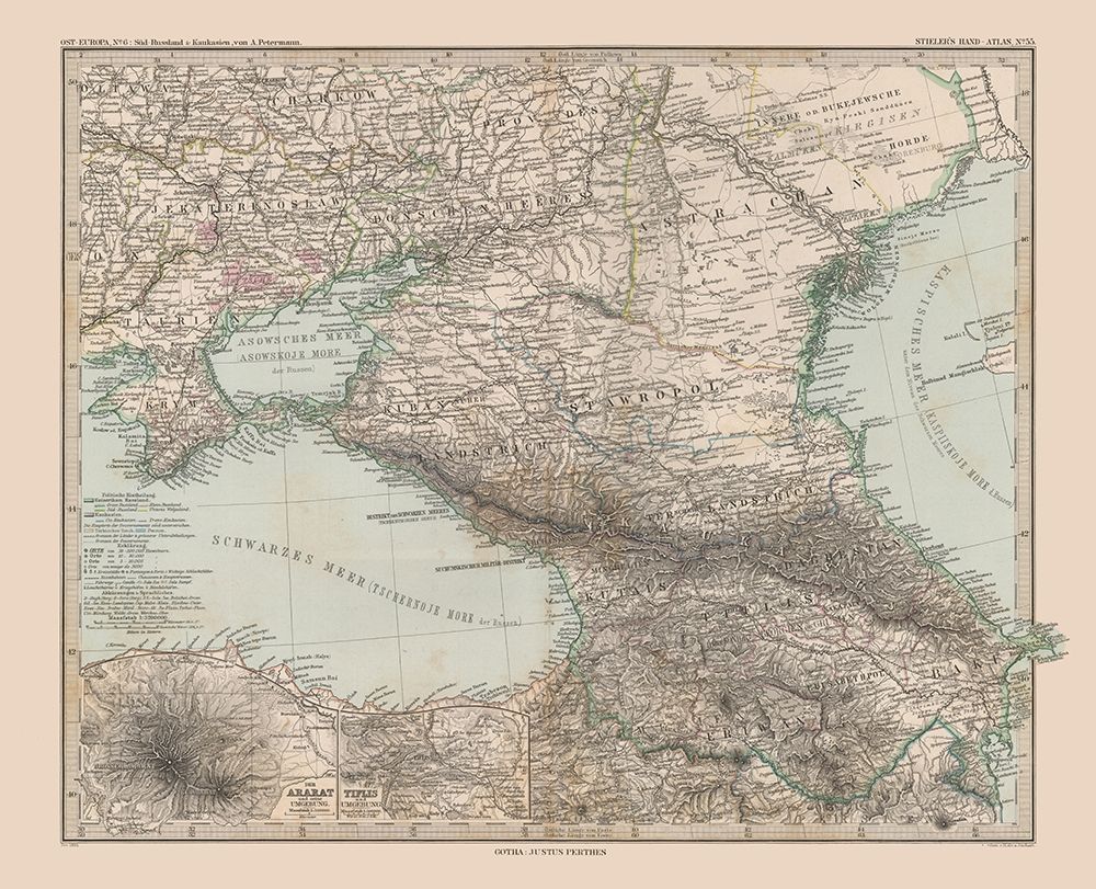 South Central Russia Europe - Stieler 1885 art print by Stieler for $57.95 CAD